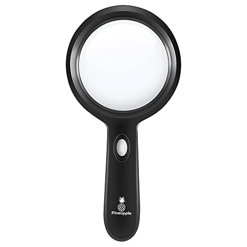 Magnifying Glass with Light, 10X Lighted Magnifier Handheld, Large Magnifying Glass for Reading, Seniors, Macular Degeneration, Elderly
