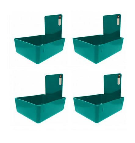 4/Pk Dental Lab Pan Medium Plastic Dental Medical Pro Lab Working Pan with Stainless Steel Clip (Teal) - color: Teal