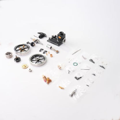 Retrol Engine HM-01 Hit and Miss Engine Model Kit, 4-Stroke Fixed Horizontal DIY Assembly Metal Engine Kit with Base Equipment Box/Tankk/Pipe/CDI Igniter/Spark Plug, Gift -KIT - style: KIT Version