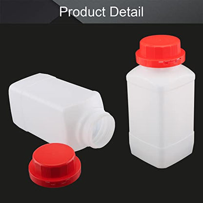 Othmro 2pcs Plastic Lab Chemical Reagent Bottles, 1000ml/34oz Wide Mouth Liquid/Solid Square Sample Storage Container Sealing Bottles with Anti-Theft Cap Red - color: 2Pcs 33oz Red