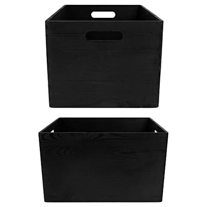 Creative Deco XXL Black Wooden Crate Nesting Crate Handles - color: Black, size: XXL