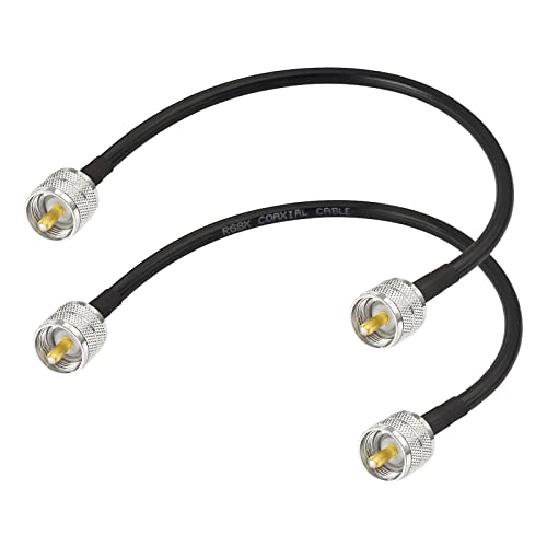 Superbat RG8X Jumper Cable PL259 to PL259 Cable (1ft 2-Pack PL-259 Jumpers) for CB Antenna Cable Extension Duplexer Tuner Dummy Load Ham Radio SWR Meter etc. - size: 1 ft RG8X Cable