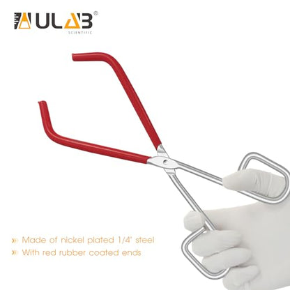 Ulab Lab Beaker Tongs, Red Rubber Coated Ends, Nickel Plated 1/4" Steel, for 50mL - 2000mL Capacity Beaker, USC1002 - style: Lab Beaker Tong -1PC
