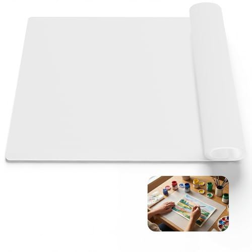 Silicone Crafting Mat for Artists, 32"x24"x1.2mm Large Nonstick Art Sheet for Resin Craft, Jewelry Casting, Acrylic Painting, Clay Work, Heat Resistant Desk Protector and Placemat | Translucent - color: Translucent, size: 32" x 24"
