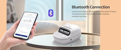 HPRT T20 Label Maker - Bluetoth Portable Label Printer, with Auto Identification and Waterproof Label, Thermal Inkless Labeler for Office, Home, Kitchen, Organization (White)