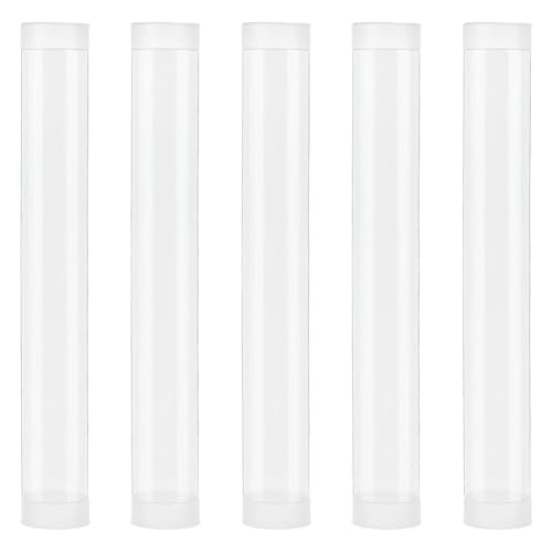 OLYCRAFT 5 Set Transparent Plastic Storage Tubes 1.6x12 Inch Test Bottle Organizers Boxes with Lid Plastic Transparent Hollow Tube Plastics Clear Hollow Tube for Beads Bath Salt Wedding Storage - size: 1.6x12 Inch