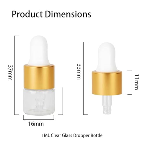 36 Pack Mini Dropper Bottle for Cuticle Oil, 1ml Clear Small Sample Glass Dropper Bottles Ideal for Essential Oils, Cosmetics, Perfumes, Travel-Size Liquid Containers - color: Clear, size: 0 Ounces