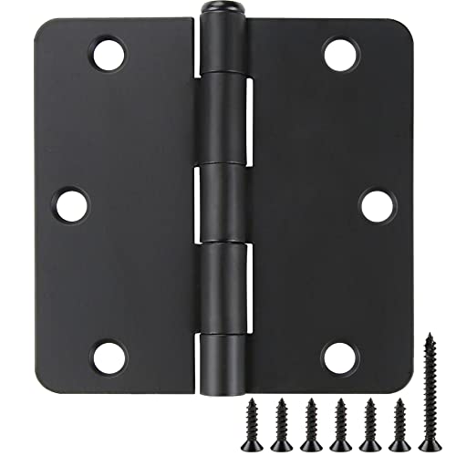 18 Pack Black Door Hinges Black Matte Black Hinges for Doors 3 1/2 Interior Door Hinges 3.5" x3.5 Inch Hinges Rounded 1/4" Raidus Standard Residential Bedroom Door Hinge Sturdy Door Hardware - color: Matte Black