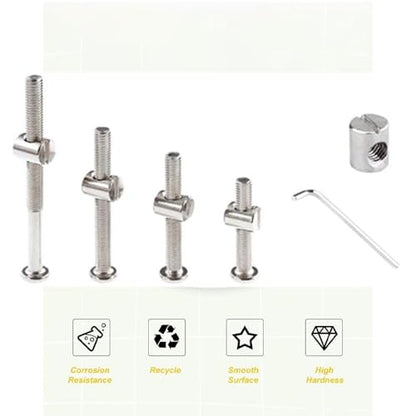 Baby Bed Frame Bolts, Crib Screws Hardware ReplacementKit M6x40/50/60/70/80mm Hex Drive Socket Cap Screws Barrel Nuts Wooden Dowel Kit for Beds Chairs Furniture et (25Set) - size: 25Set