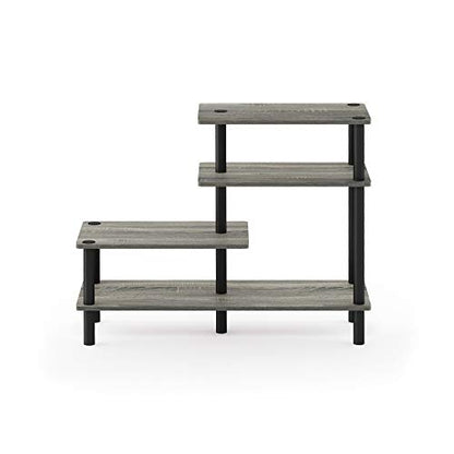 Furinno Turn-N-Tube 3-Tier Side Display Rack, French Oak Grey/Black - color: French Oak Grey/Black, style: 4-Tiers, Side Ladder