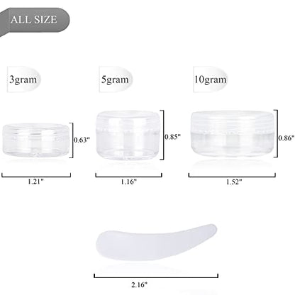 25PCS 5 Gram Sample Containers, 5ml Empty Jars with Lids, Small Cosmetic Containers, Mini Sample Jars with 2PCS Mini Spatulas for Make Up, Oils, Lotion, Powder, Paint, Jewelry, Lip Balms(Clear Lid) - color: Clear, size: 25 Count