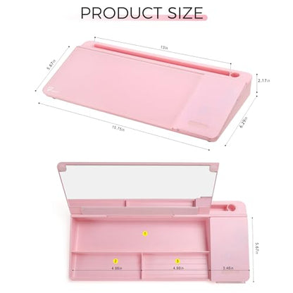 TOWON Glass Desk Whiteboard 17x6 in, Wireless Charger and Storage, Pink - color: Charger Pink