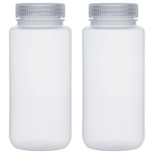 Labasics 2-Pack Wide Mouth Reagent Bottles, Polypropylene, Acid and Base Resistant, Leakproof Cap for Solvent Storage in Laboratory, 500 ml - size: 500 ml