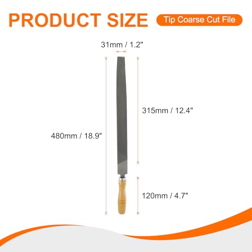 HARFINGTON Tip Coarse Cut File 14" Double Cut Teeth High Carbon Steel Hand Rasp File with Wood Handle for Metal Wood Deburring Removing - size: 14", style: Coarse