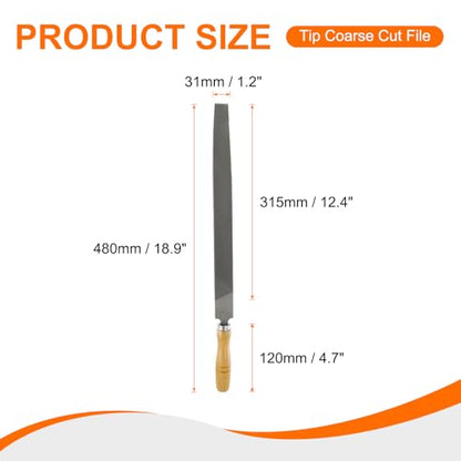 HARFINGTON Tip Coarse Cut File 14" Double Cut Teeth High Carbon Steel Hand Rasp File with Wood Handle for Metal Wood Deburring Removing - size: 14", style: Coarse