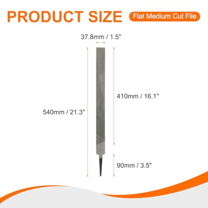 HARFINGTON Flat Medium Cut File 18" Double Cut Teeth High Carbon Steel Hand Rasp File without Handle for Metal Wood Deburring Removing - size: 18", style: Medium