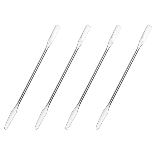 4PCS Stainless Steel Lab Laboratory Mini Double-Ended Spatula,Micro Spatula, Semi-Micro Shovel Tapered Arrow End Flat Ends,Mini Metal Spatula,6" Length