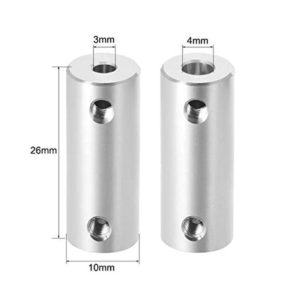 uxcell 3mm to 4mm Bore Rigid Coupling Set Screw L26XD10 Aluminum Alloy,Shaft Coupler Connector,Motor Accessories - size: 4mm to 3mm