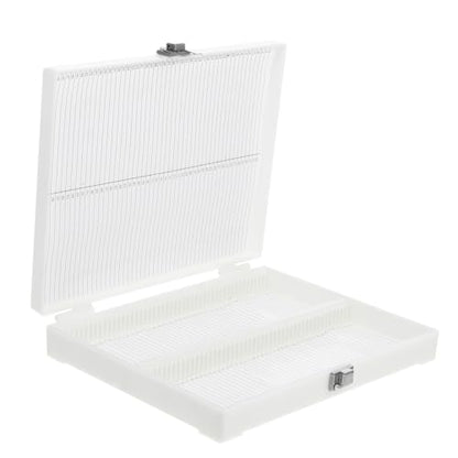Luxshiny Microscope 100- Storage Organizer for Pathology Slides Laboratory Holder with Lock Buckle Portable Specimen Box for Microscope Storage