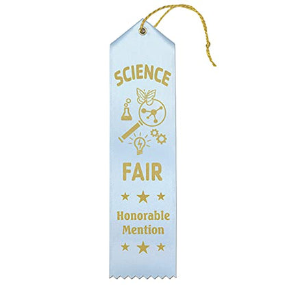 RibbonsNow Science Fair Honorable Mention Ribbons - 25 Light Blue Ribbons with Card & String - size: 25 Total Ribbons
