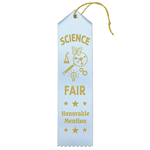 RibbonsNow Science Fair Honorable Mention Ribbons - 25 Light Blue Ribbons with Card & String - size: 25 Total Ribbons
