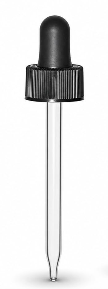 18/400 Black Bulb Glass Droppers with Rubber Bulb Made in USA Pack of 2200 - size: 18/400 (7 mm x 66 mm ) , 2200 Caps per Case