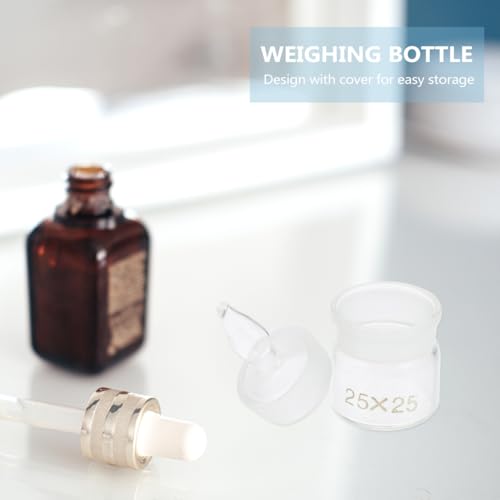 Experiment Weighing Bottles with Lids 5-Pack Borosilicate Glass Lab Weighing Jar Set 1.96X0.98X0.98In Durable Chemistry Sample Weighing Holder for Scientific Research