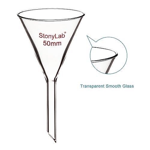 stonylab 1-Pack Glass Funnel, Heavy Wall Borosilicate Glass Funnel, 50mm Diameter and 50mm Stem Length - size: 50mm Diameter and 50mm Stem