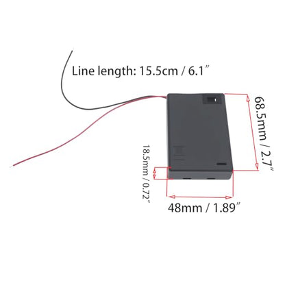 2 Pcs 3 Slots AA Battery Holder with Leads Plastic Battery Case Holder 3 X 1.5V AA Battery Box with Switch and Cover - color: Black, size: 3 Slot