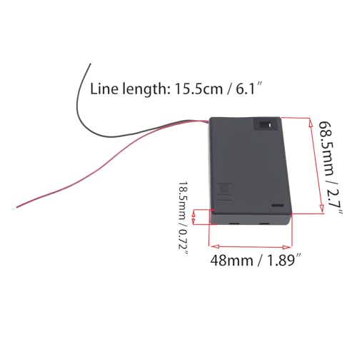 2 Pcs 3 Slots AA Battery Holder with Leads Plastic Battery Case Holder 3 X 1.5V AA Battery Box with Switch and Cover - color: Black, size: 3 Slot