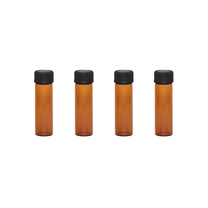 Pack of 100 Glass Vials with Black Phenolic Screw Caps (4ml, Brown) - color: Brown, size: 4ml