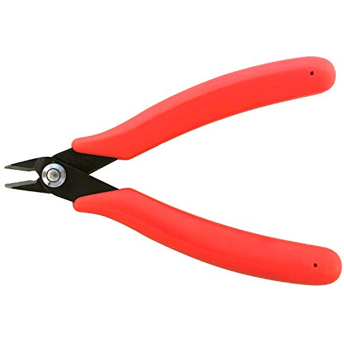 The Beadsmith Heavy Duty Side Cutter, 5 inches (127mm) with red Comfort Grip Handle and no Spring, Tool for Jewelry Making, Electronics or Micro Mechanics - color: Red,silver