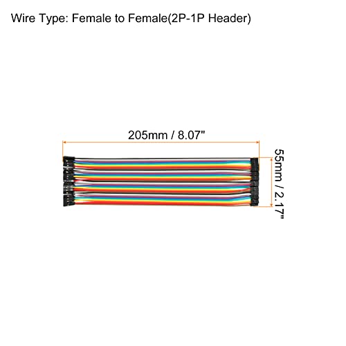 Breadboard Jumper Wires Ribbon Cable, [for PC Motherboard, DIY Experiment] - Female to Female / 2P to 1P / 2mm to 2.54mm Pitch / 20.5cm / 20Pcs