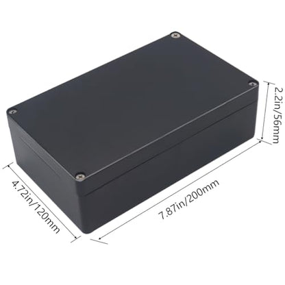 Project Box IP65 Waterproof Junction Box ABS Plastic Electrical Boxes DIY Electronic Project Case Power Enclosure 7.87x4.72x2.2 inch (200 x 120 x56 mm) - color: Black, size: 7.87"x4.72"x2.2"