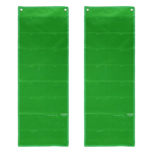 PATIKIL 2Pcs 4"x6" Index Card Holder Sleeve 16 Card Slots Organizer Green - color: Green