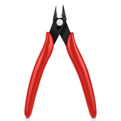 Ainiv Wire Cutters, 1PCS Spring-loaded Side Cutters Flush Diagonal Cutters - color: Red Wire Cutter-1pcs, size: 1pcs