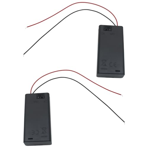 6 PCS 2 Slots AA Battery Holder Bundle with Switch and Leads Plastic AA Battery Case 2 X 1.5 V AA Battery Storage Box with Cap - size: 2 Slots