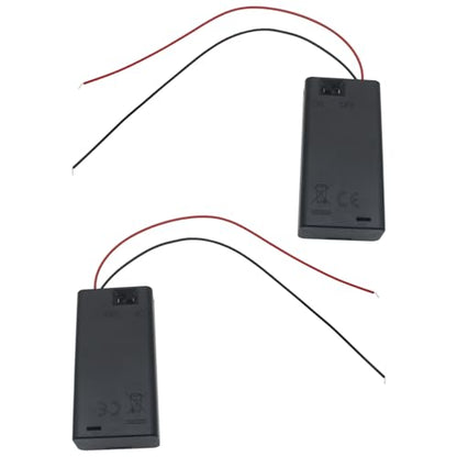 6 PCS 2 Slots AA Battery Holder Bundle with Switch and Leads Plastic AA Battery Case 2 X 1.5 V AA Battery Storage Box with Cap - size: 2 Slots