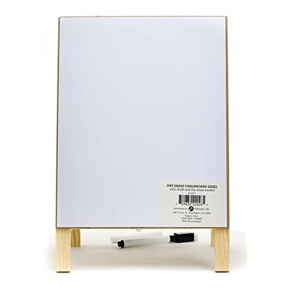 Hampton Art Dry Erase Chalkboard Easel 3 Piece, Double Sided Magnetic Tabletop Easel 8x12 Inch, Chalkboard and Dry Erase Surfaces, Magnetic Dry Erase Pen and White Chalk Included