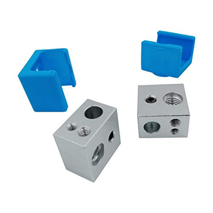 MK10 Heater Block with Silicone Sock 2 Pack for 3D Printer Hotend Extruder