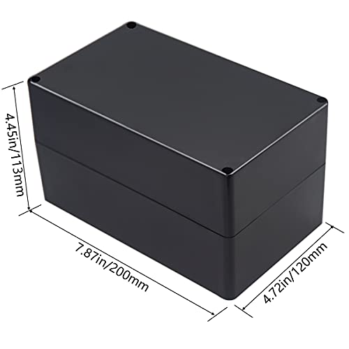 Project Box ABS Black Electrical Boxes IP65 Outdoor Waterproof Box Electronic Junction Box Power Enclosure with Cable Glands for DIY Project 7.87 x 4.72 x 4.45 inch (200x120x113mm) - size: 7.87"x4.72"x4.45"