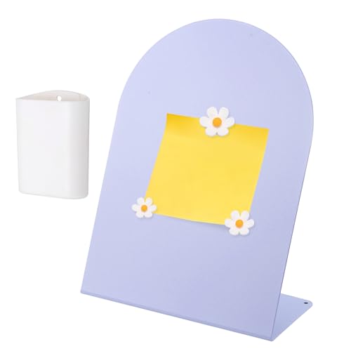 PATIKIL Magnetic Bulletin Board, W/ 3 Flower Magnets&Pen Holder - color: Purple/White