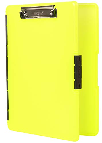 Dexas Slimcase 2 Plastic Clipboard with Storage and Side Opening, Neon Yellow, Office Supplies Clipboards to Organize, Carry and Store, A4 Holder, Style and Functionality Nursing Clipboard - color: Neon Yellow, size: 12.5" x 9.5"