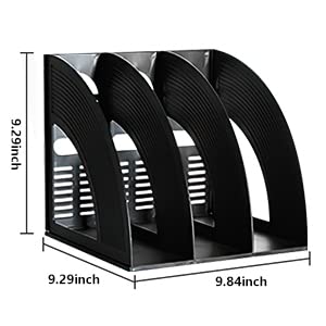 Marte Vanci 2 Pcs Magazine File Holder Book Desktop Organizer Plastic Storage Sturdy Vertical 3 Section Folder (Black) - color: 2 Pcs Black 3 Section