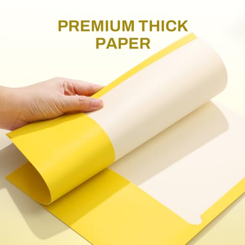 SUNEE Folders with Pockets 3 Hole Punched(50 Pack, Yellow), 2 Pocket Folders Fit Letter Size Paper, Paper File Folder for School Office Home Business - color: Yellow