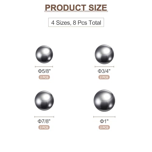 uxcell 8pcs G10 Precision Balls Assortment Kit 5/8" 3/4" 7/8" 1" Chrome Steel Solid Bearing Balls