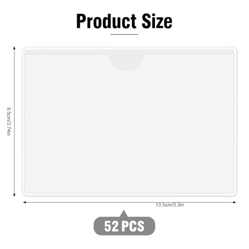 52 Pack Self-Adhesive Index Card Pockets, Clear, Top Load, 3 x 5 Inch - size: 3" x 5"