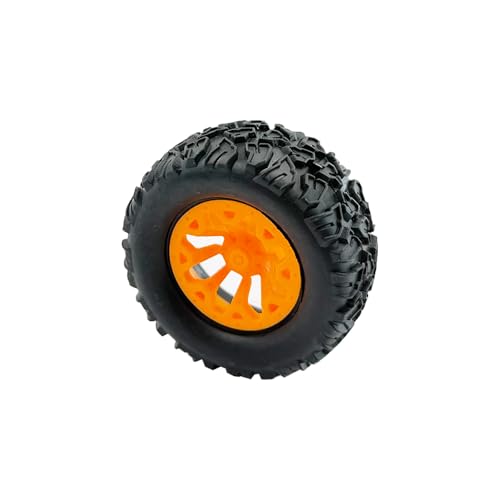 10PCS Toy Car Wheel RC Car Rubber Tire Wheel with 5PCS Round Rod Shaft Axles for RC Car Truck Robot DIY Model Toy Parts(2x44mm Orange) - style: 2x44mm Orange