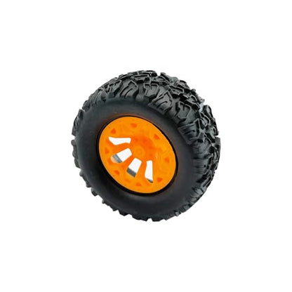 10PCS Toy Car Wheel RC Car Rubber Tire Wheel with 5PCS Round Rod Shaft Axles for RC Car Truck Robot DIY Model Toy Parts(2x44mm Orange) - style: 2x44mm Orange