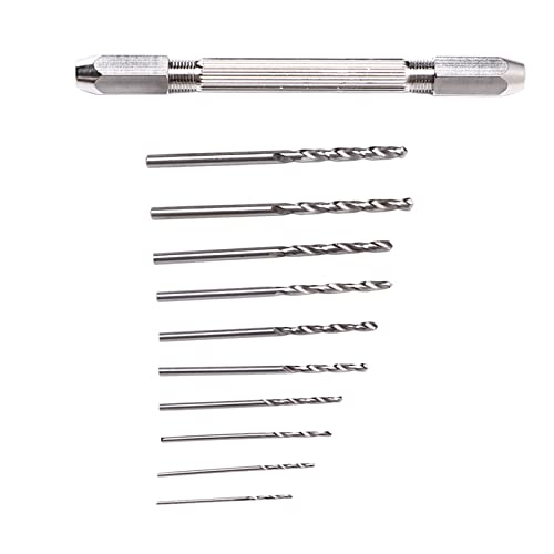 Double Hand Drill, Proof Durable Brass Construction with 2 Collet Design, Precision Twist Bit Hand Drill Set for Electronic Assembly, Model Making, Hobby Projects